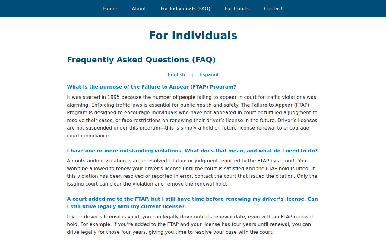 Presidio County warrant search: OmniBase FAQ states FTAP has no warrant information